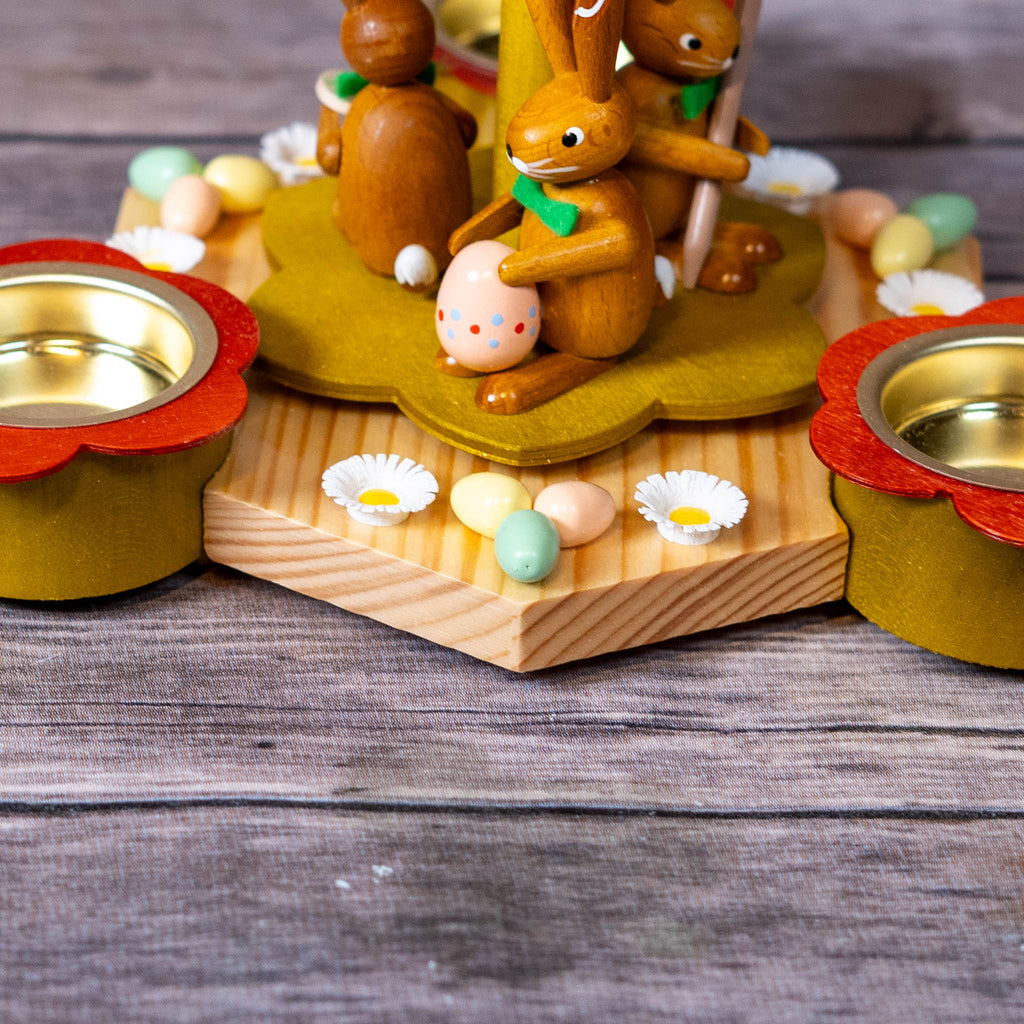 Easter Bunny Fan Pyramid with natural wood and colorful accents