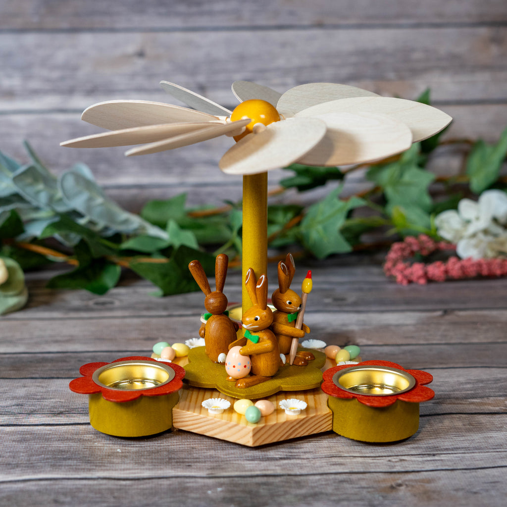 German Easter Bunny Fan Pyramid with spinning fan and bunnies