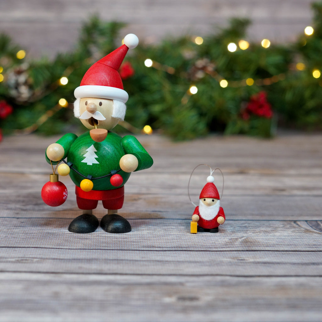 Mini Santa Smoker with fairy lights illuminating the background