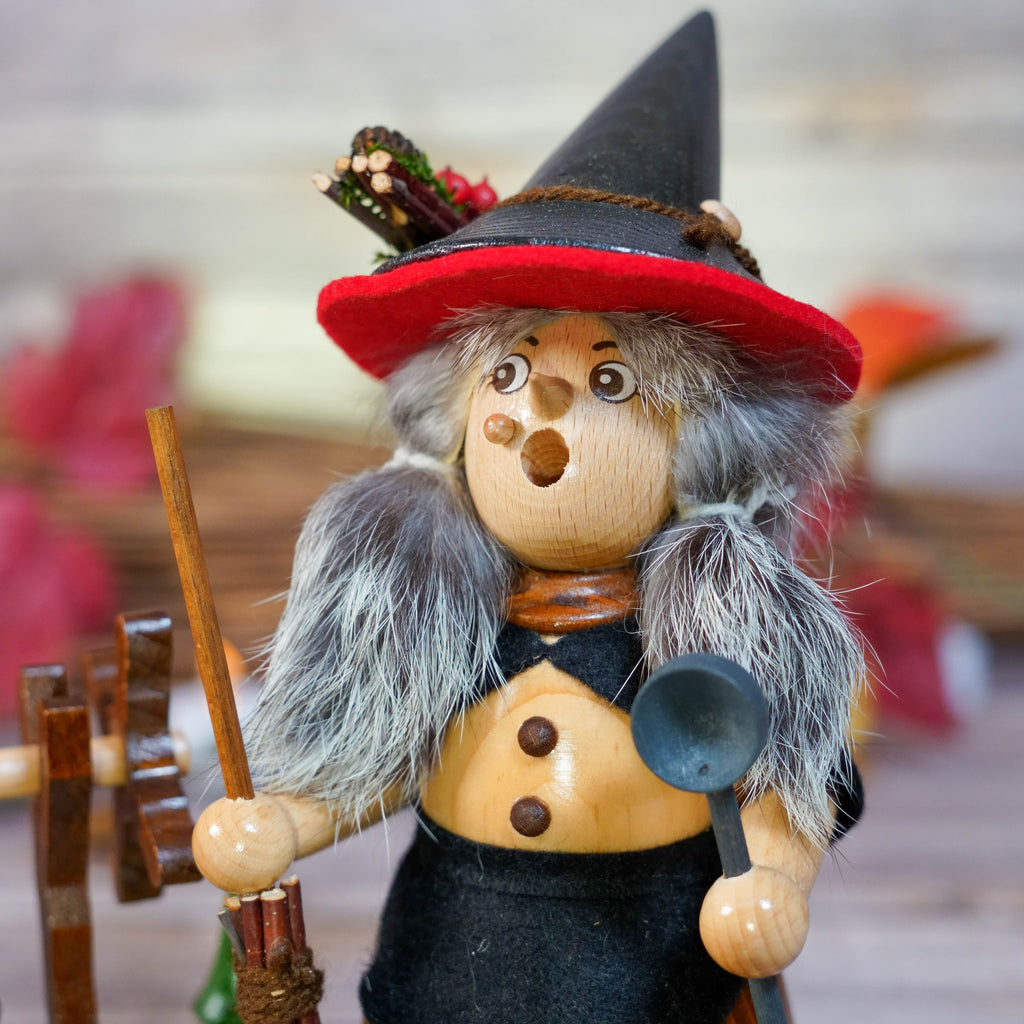 Handcrafted Wooden Witch on Base