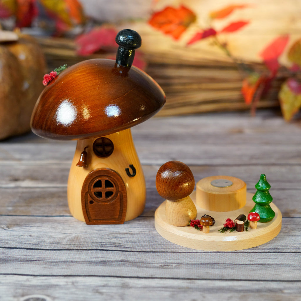Full view of Mushroom House Smoker showing smoking chimney effect