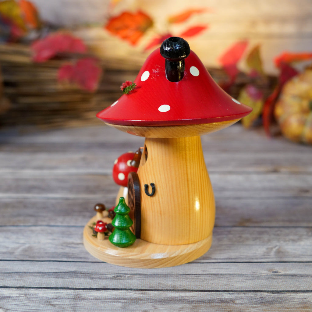 Mushroom Smoker front view with autumn background