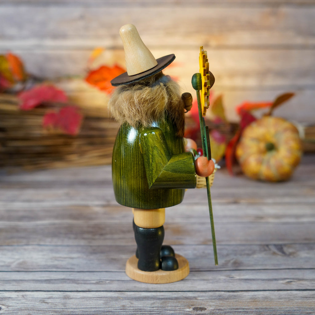 Close-up of Wooden Smoking Gnomes face and beard detail