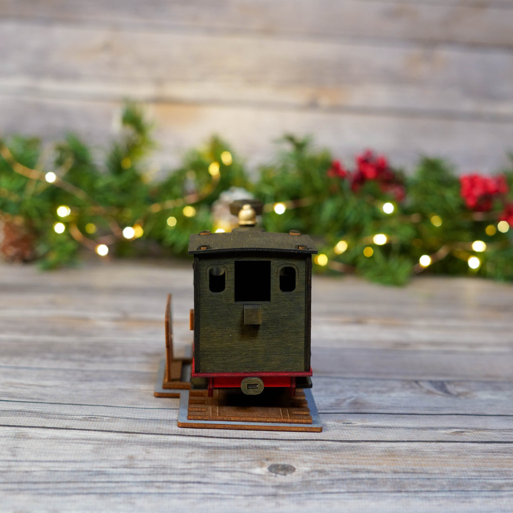 Overall view of traditional German smoker train in a holiday setting