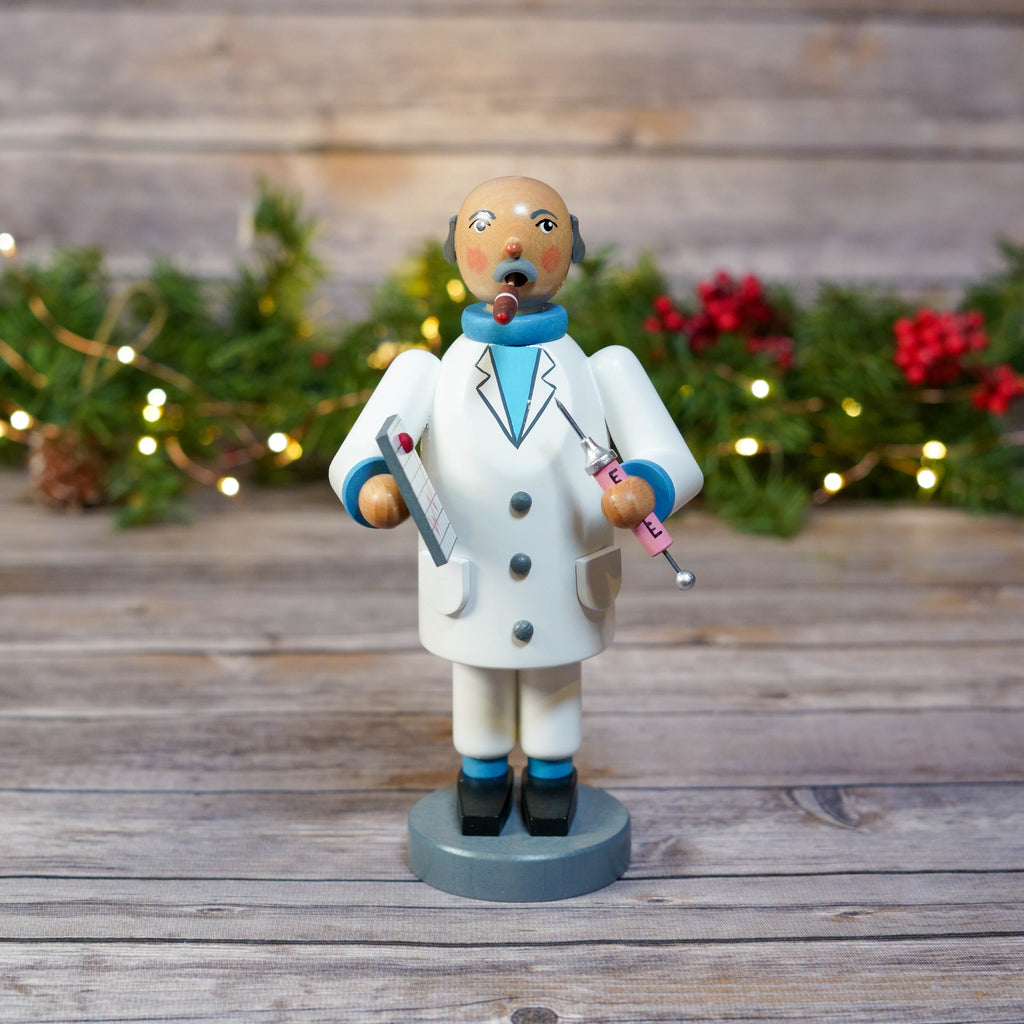 Handcrafted German doctor smoker with festive background
