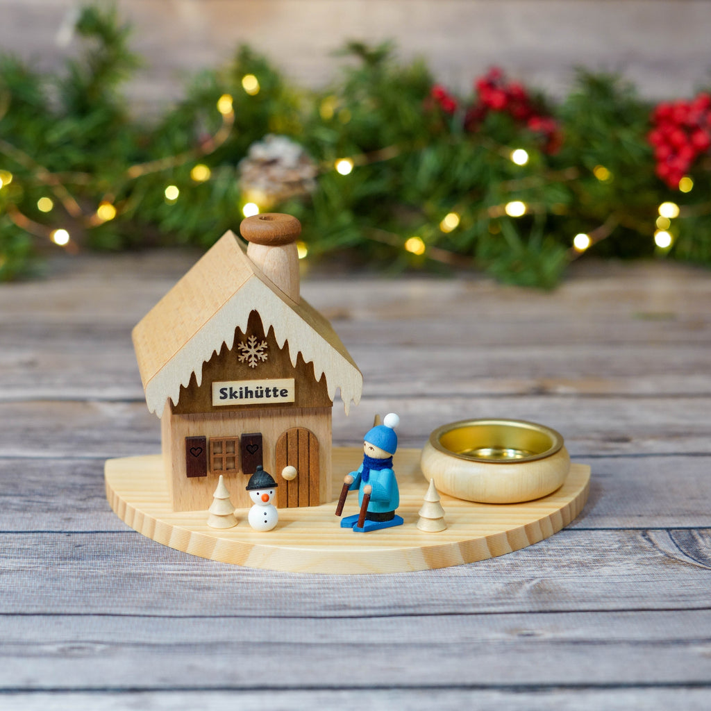 German Smoke House Ski Hut with festive decorations