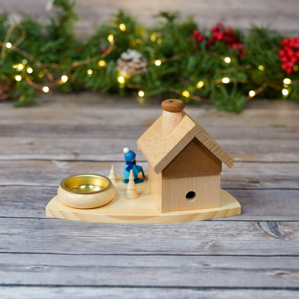 Smoke House with figurines and candle holder