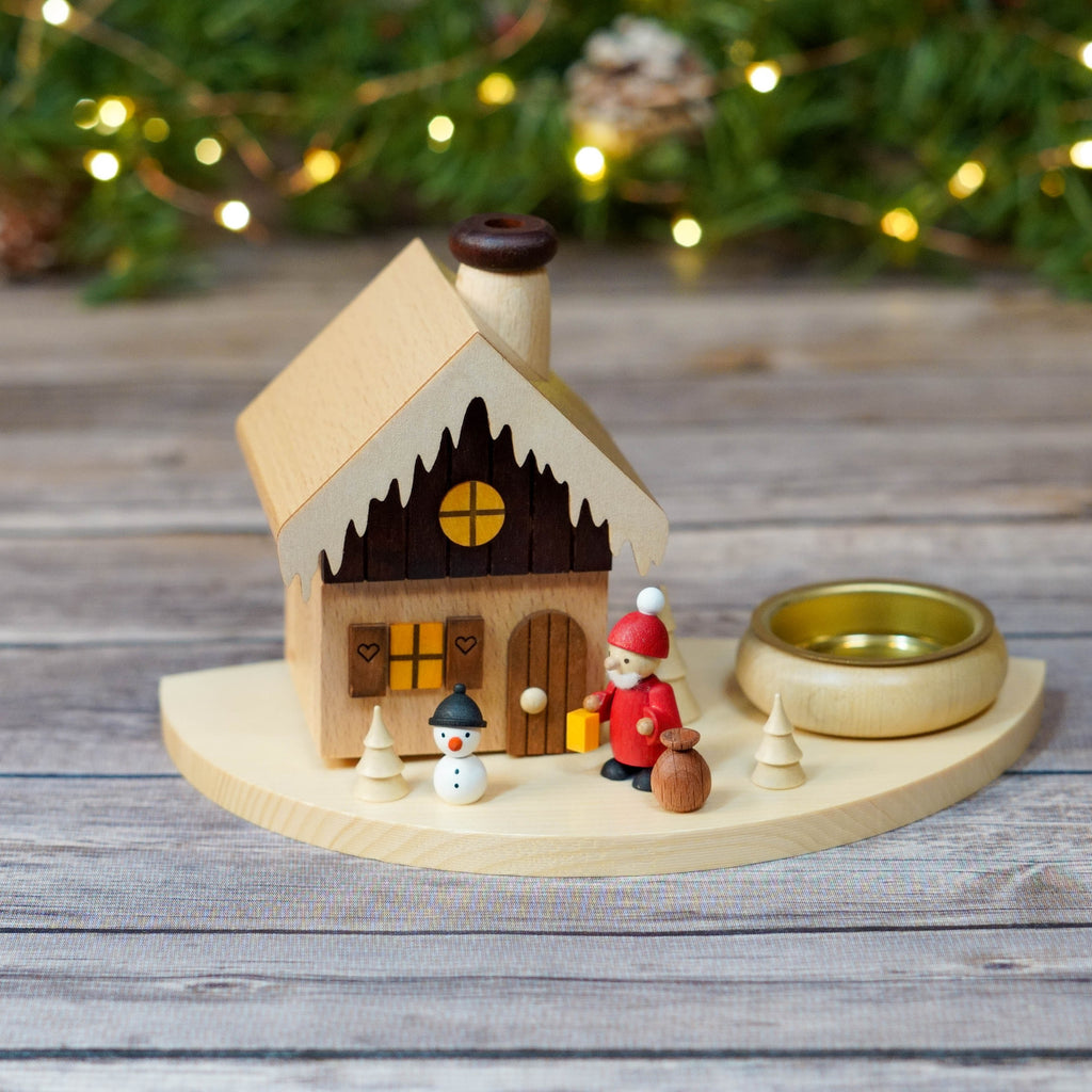 German Smoke House Santa Clause Smoker on wooden table with Christmas decorations