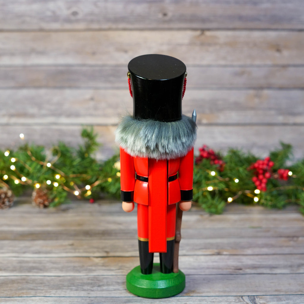Hand-painted Red Soldier Nutcracker close-up view