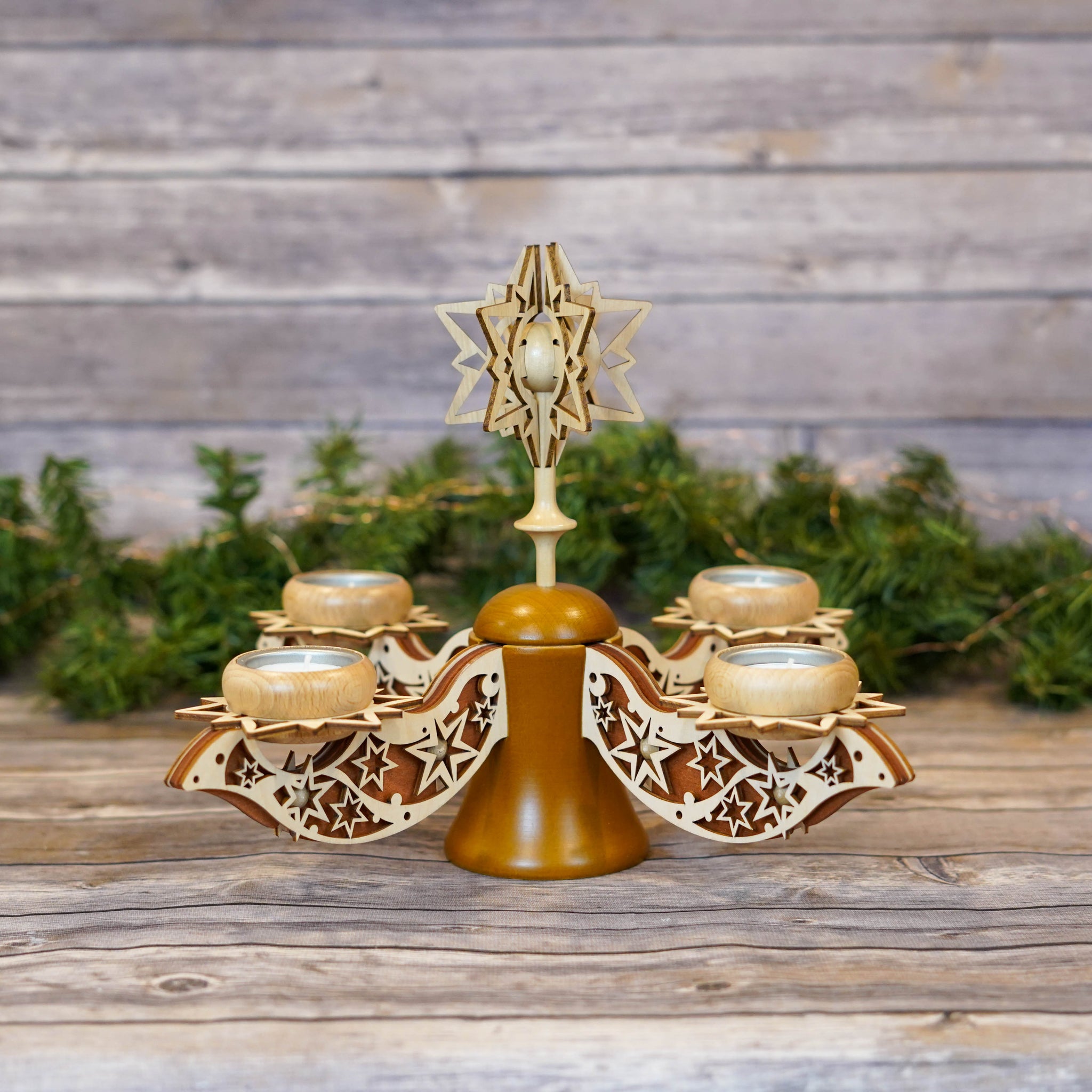 Traditional German Wooden Advent Candle Holder, 40x26 cm – Seiffen