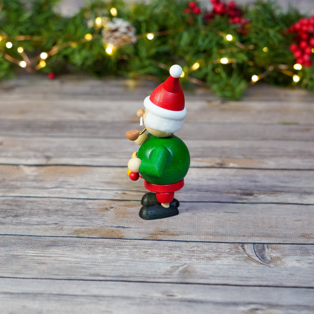 Detailed front view of mini wooden Christmas smoker