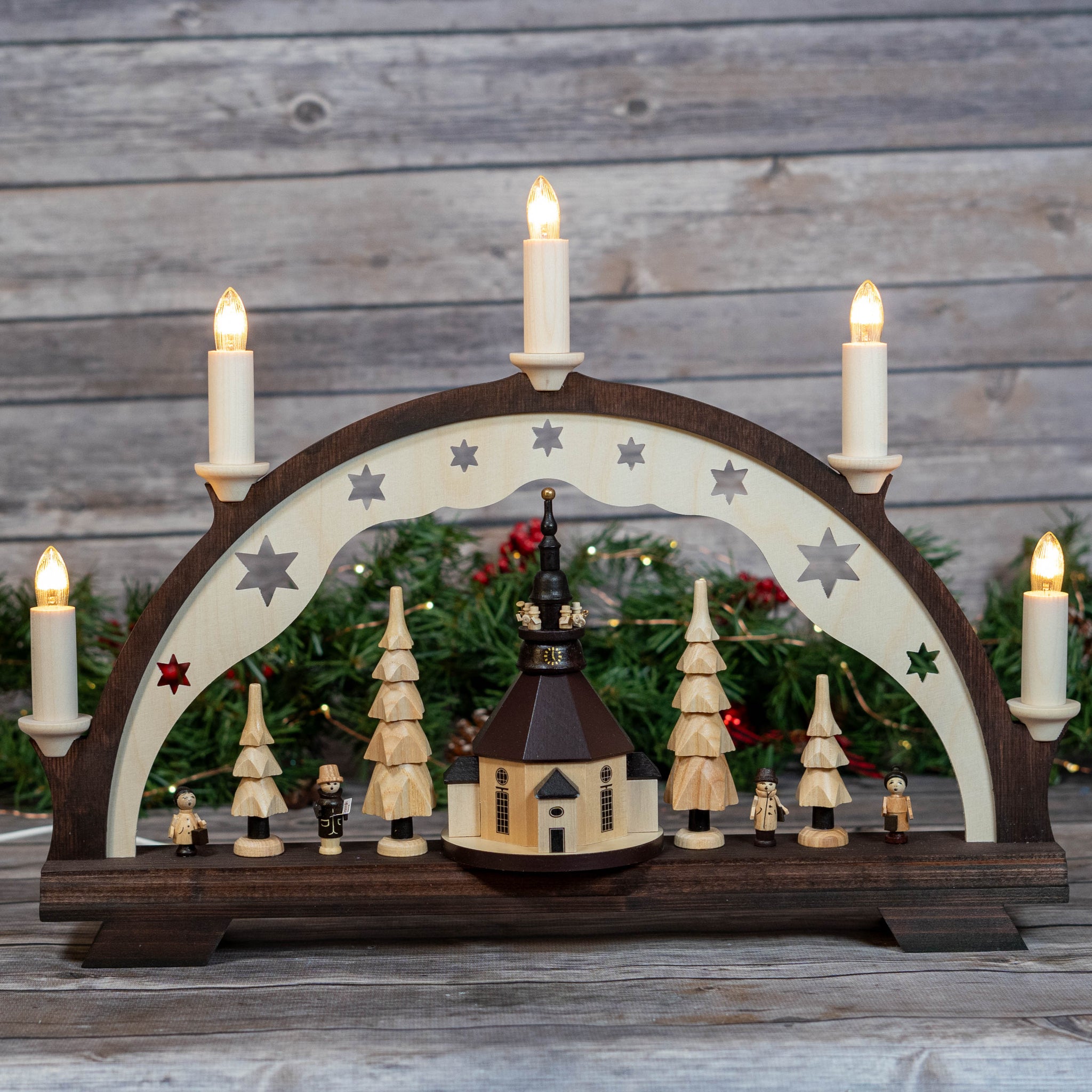 Seiffen Church Schwibbogen 45x30x15cm (18x12x6in) - Electric