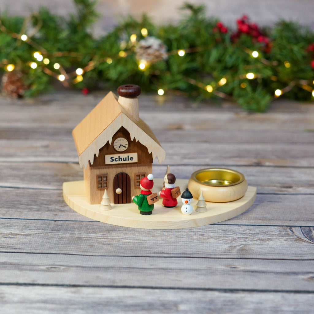 German incense smoker house with festive characters