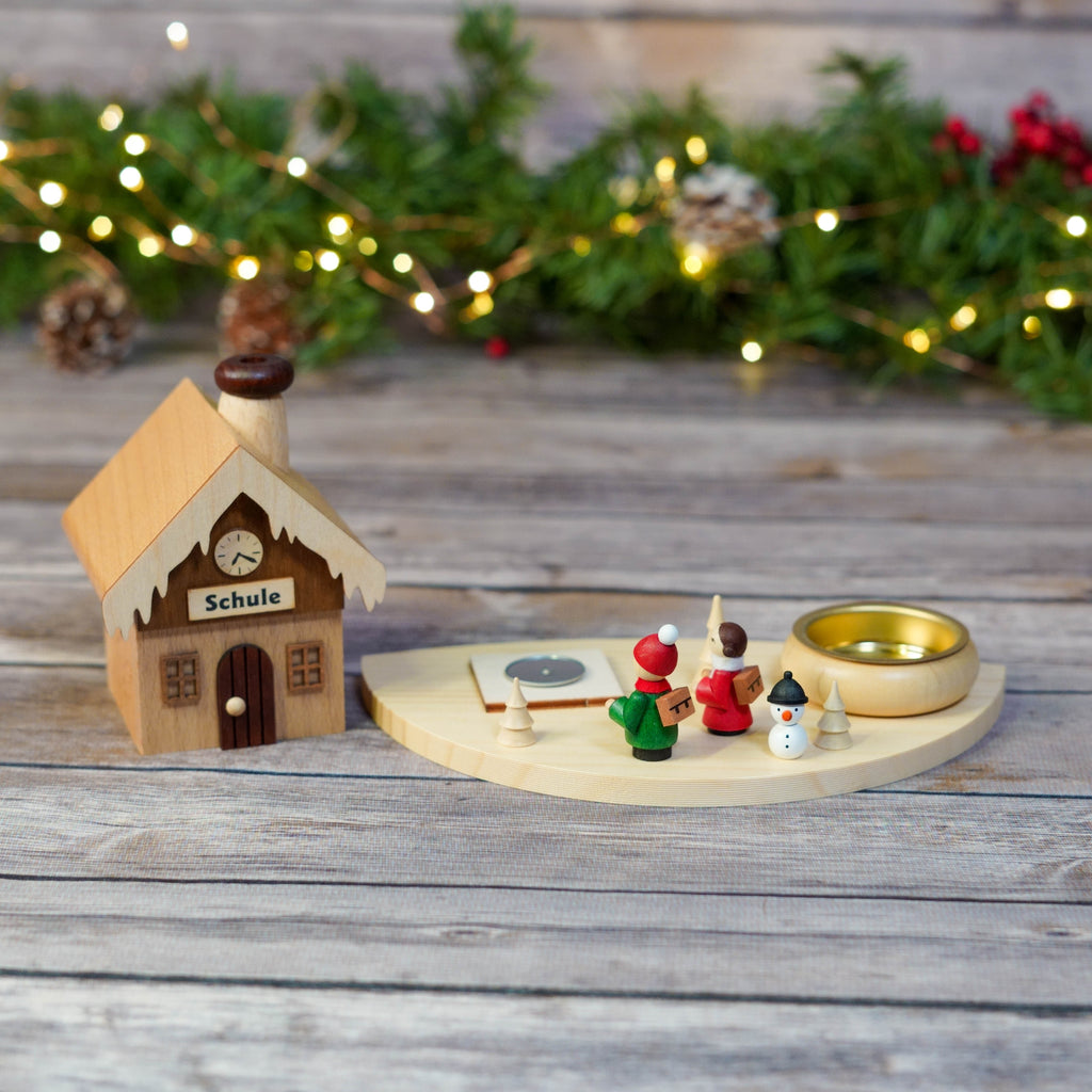 Wooden smoker house with Christmas lights