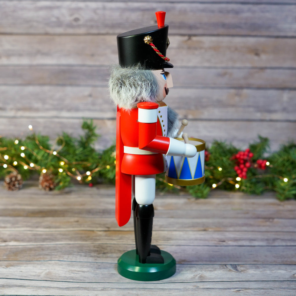 Close-up of drummer nutcracker showing detailed facial features