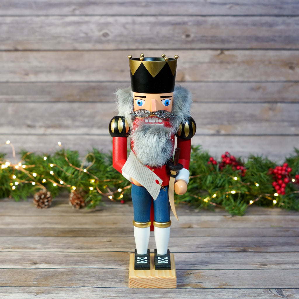 General von Bieber Nutcracker standing with festive backdrop