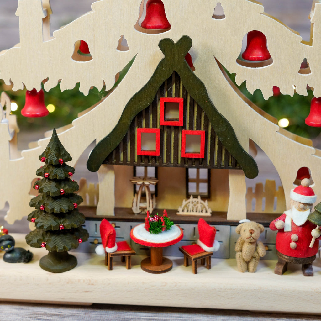 Side view of the Erzgebirge Christmas Schwibbogen showing depth and layers