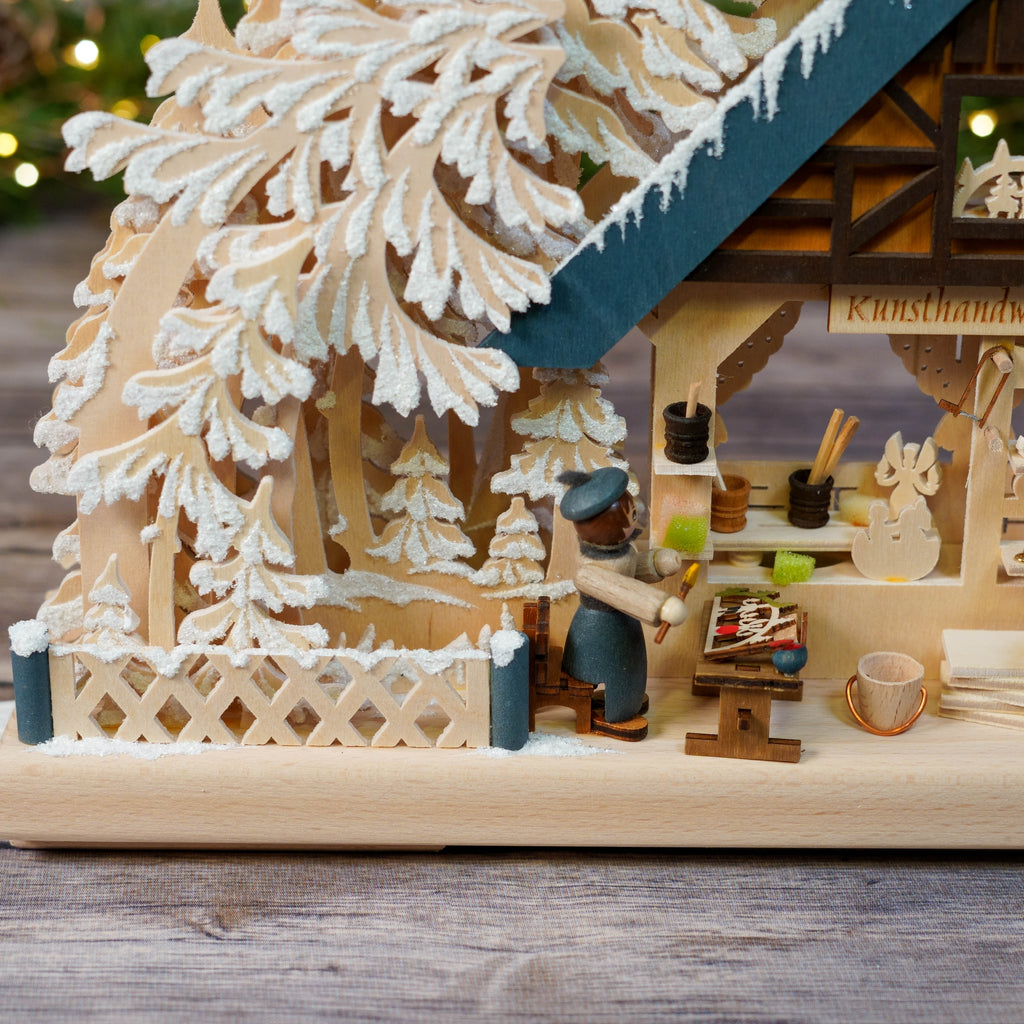 Back view of Frosted Artisans House Schwibbogen