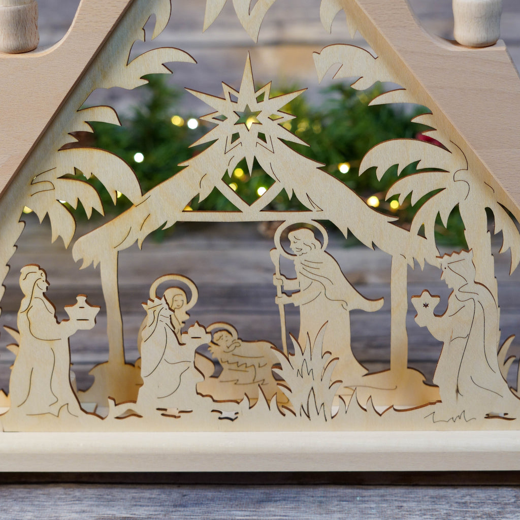 Side View of Nativity Schwibbogen Showing Craftsmanship