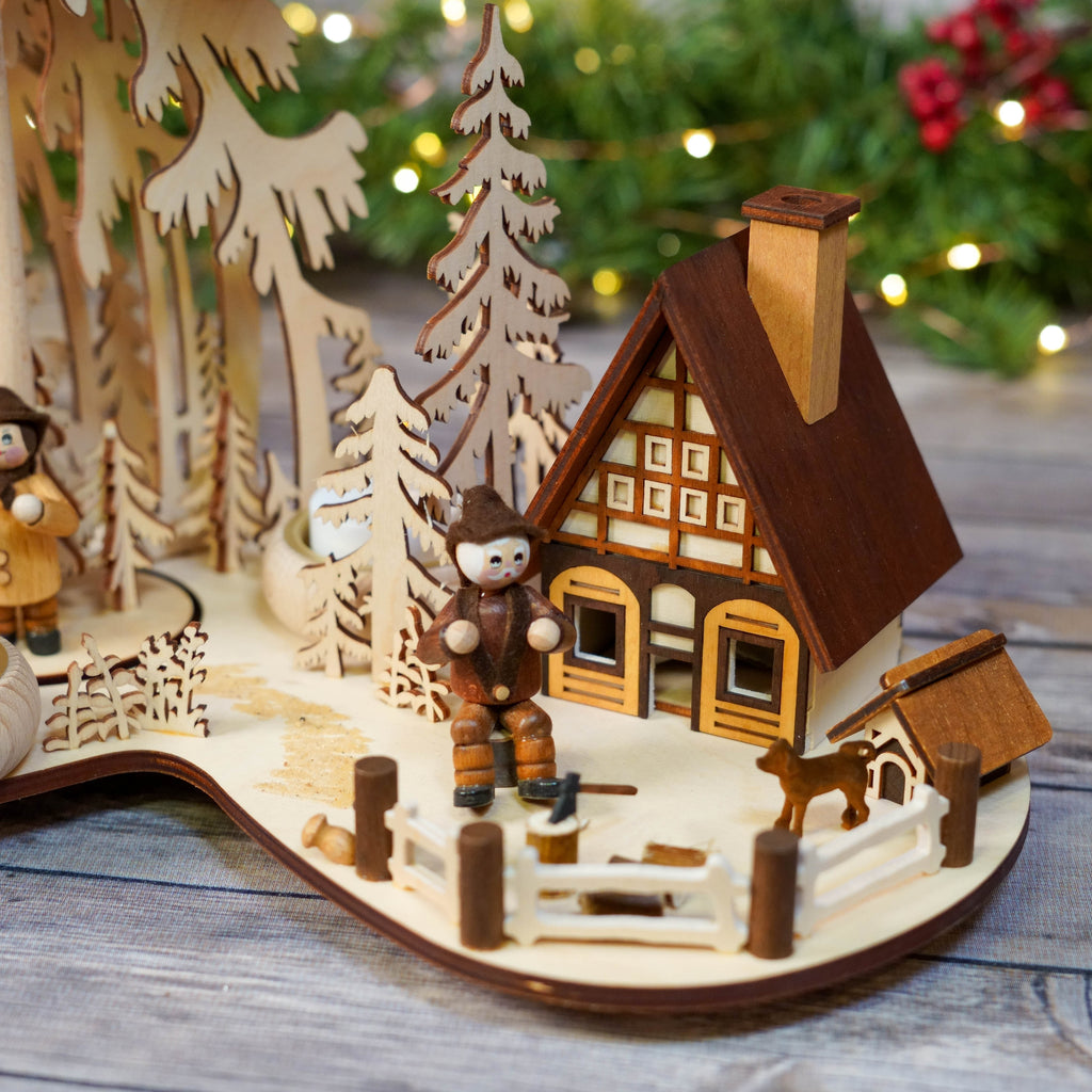 Close-up of the wood craftsmanship in Christmas Pyramid