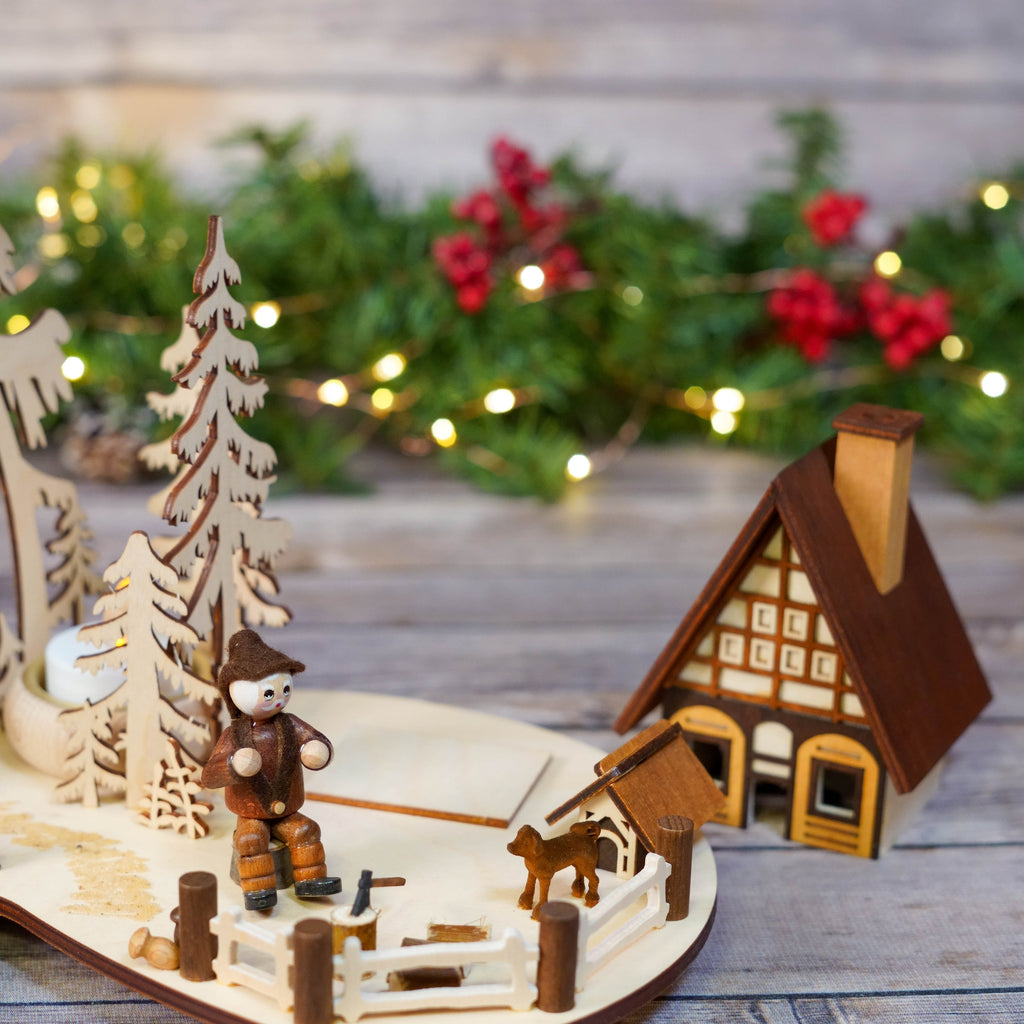 Hand-crafted traditional German Christmas Pyramid with rotating blades