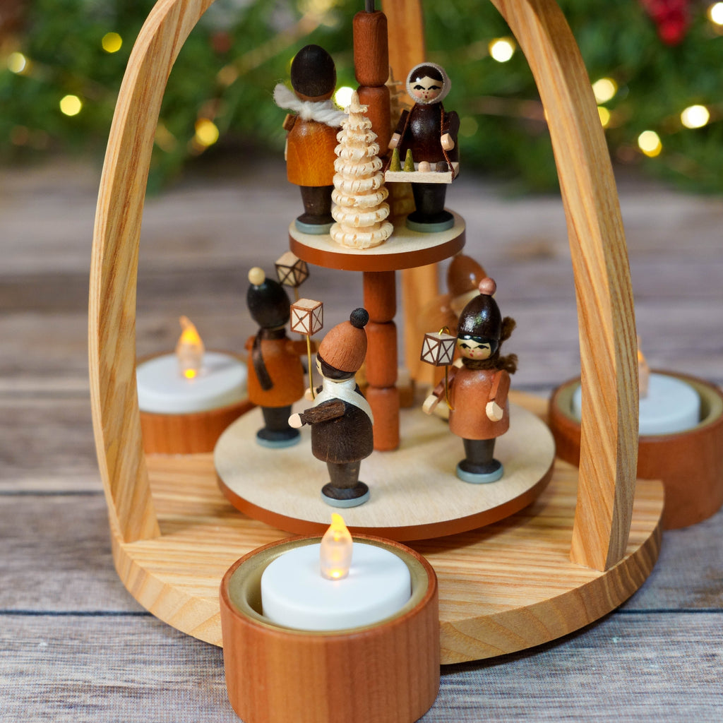 Christmas Pyramid showing base and candle placements