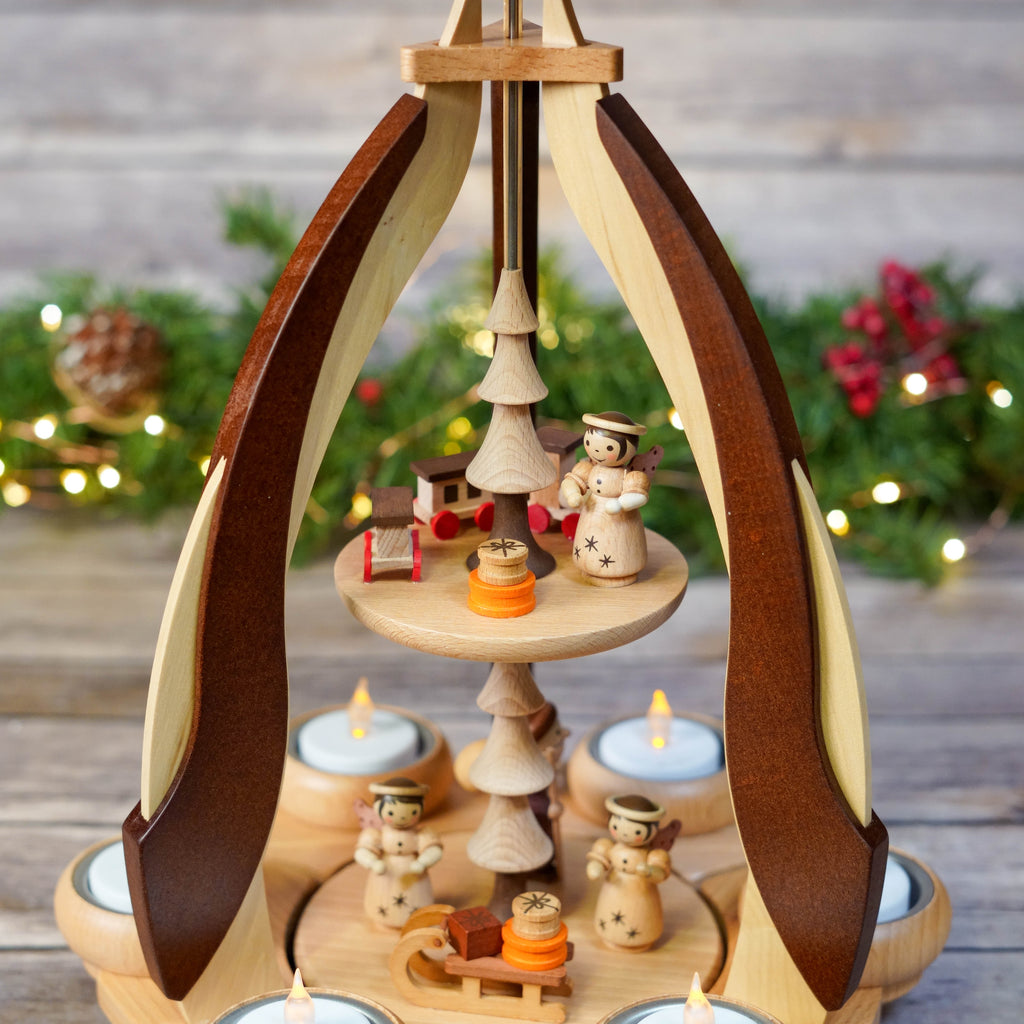 Full view of the large Christmas pyramid with simple frame