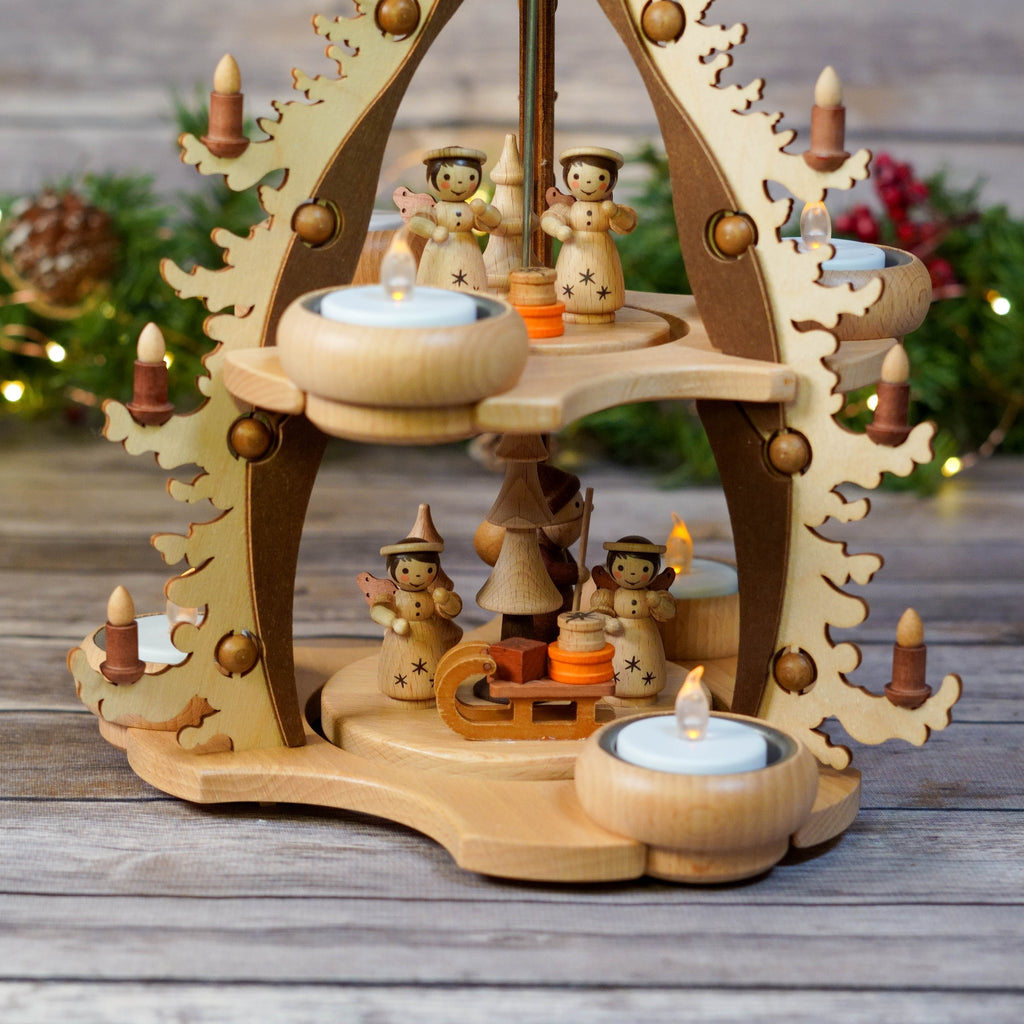Wooden Christmas pyramid with candle holders