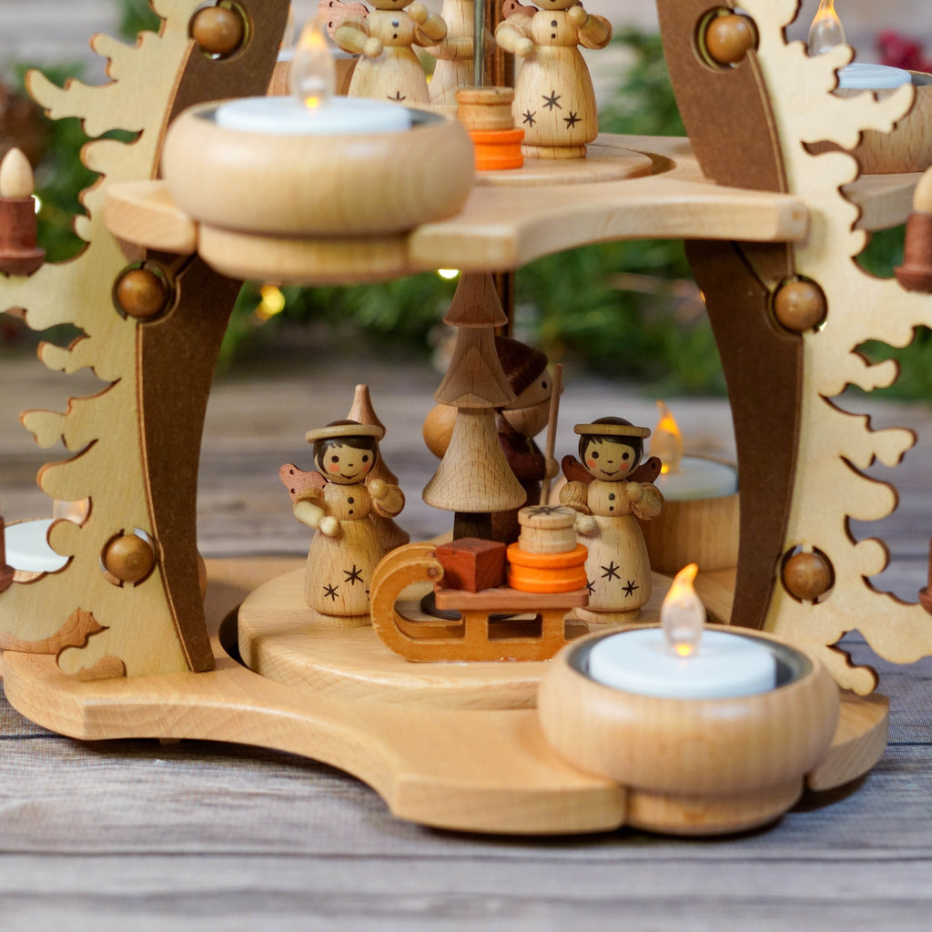 Angelic detail and wooden craftsmanship in Christmas decor