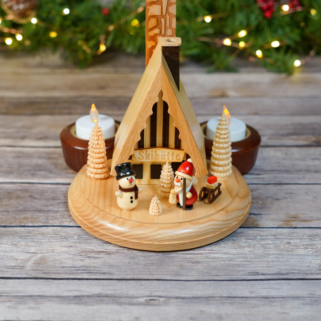 Authentic Erzgebirge Pyramid with Santa and Snowman