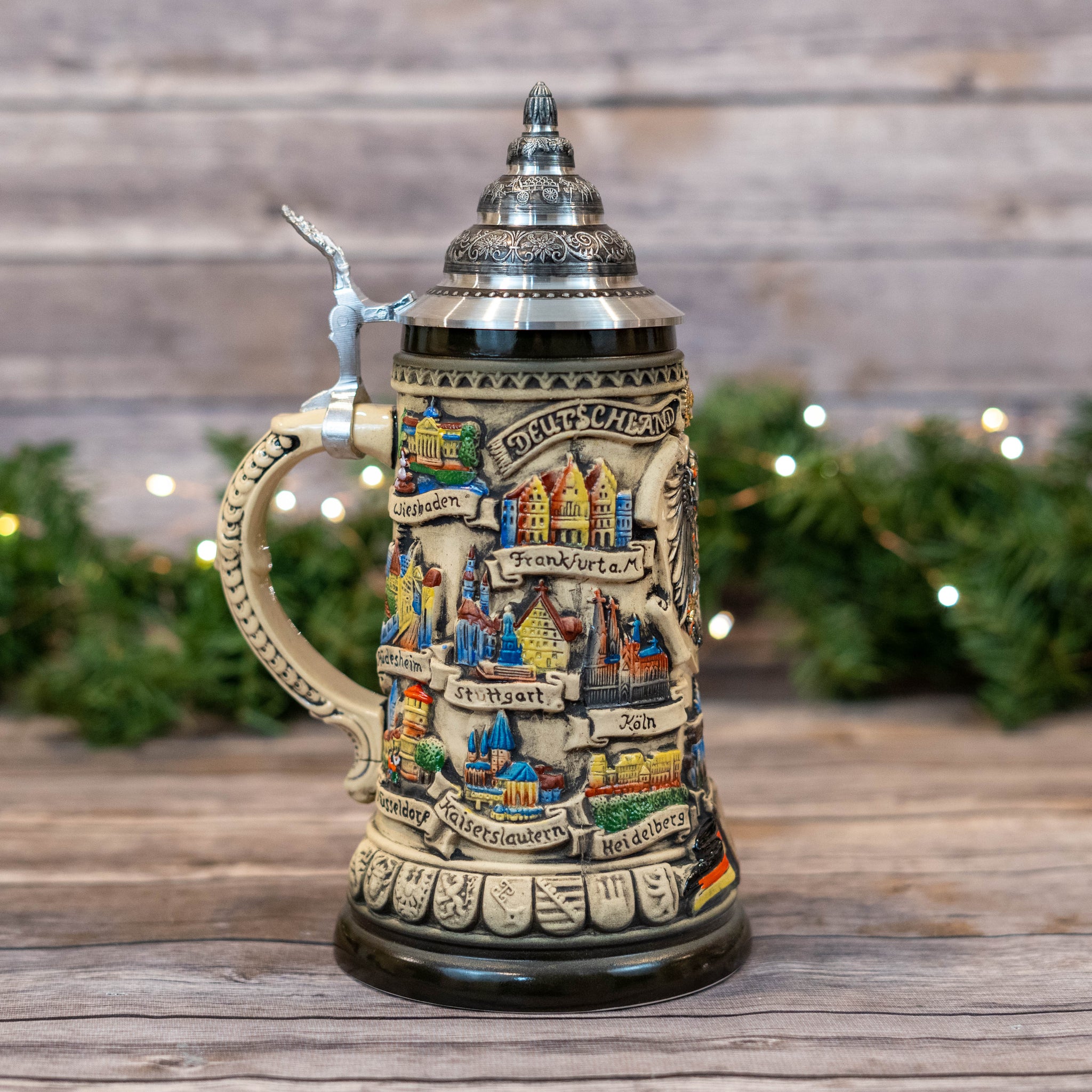 Authentic German City Collage Beer Stein 0.75L – Seiffen Haus